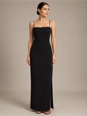 Vintage Perseption Black Embellished Maxi Dress S